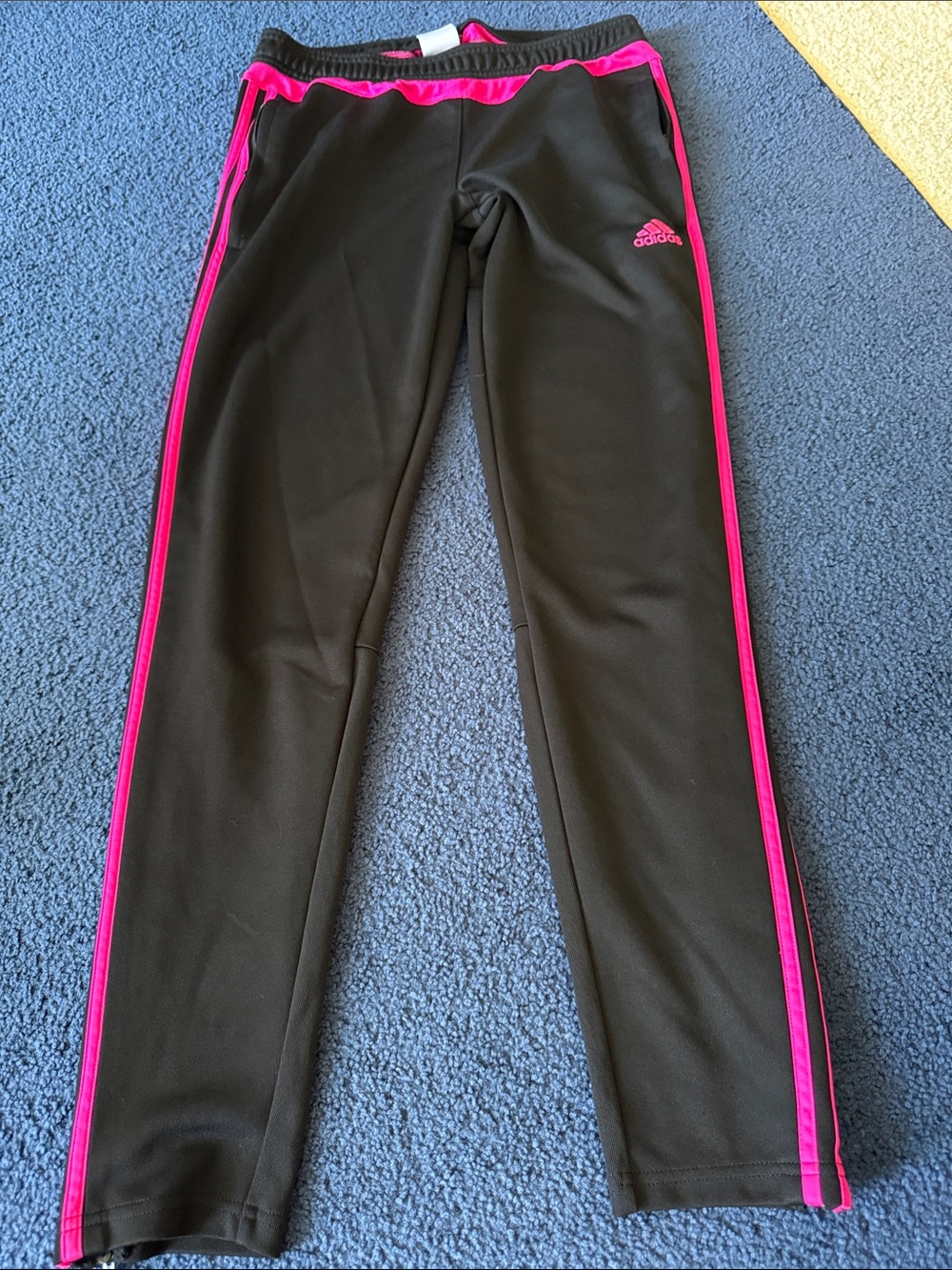 adidas Black joggers with Bright Pink Accents size M